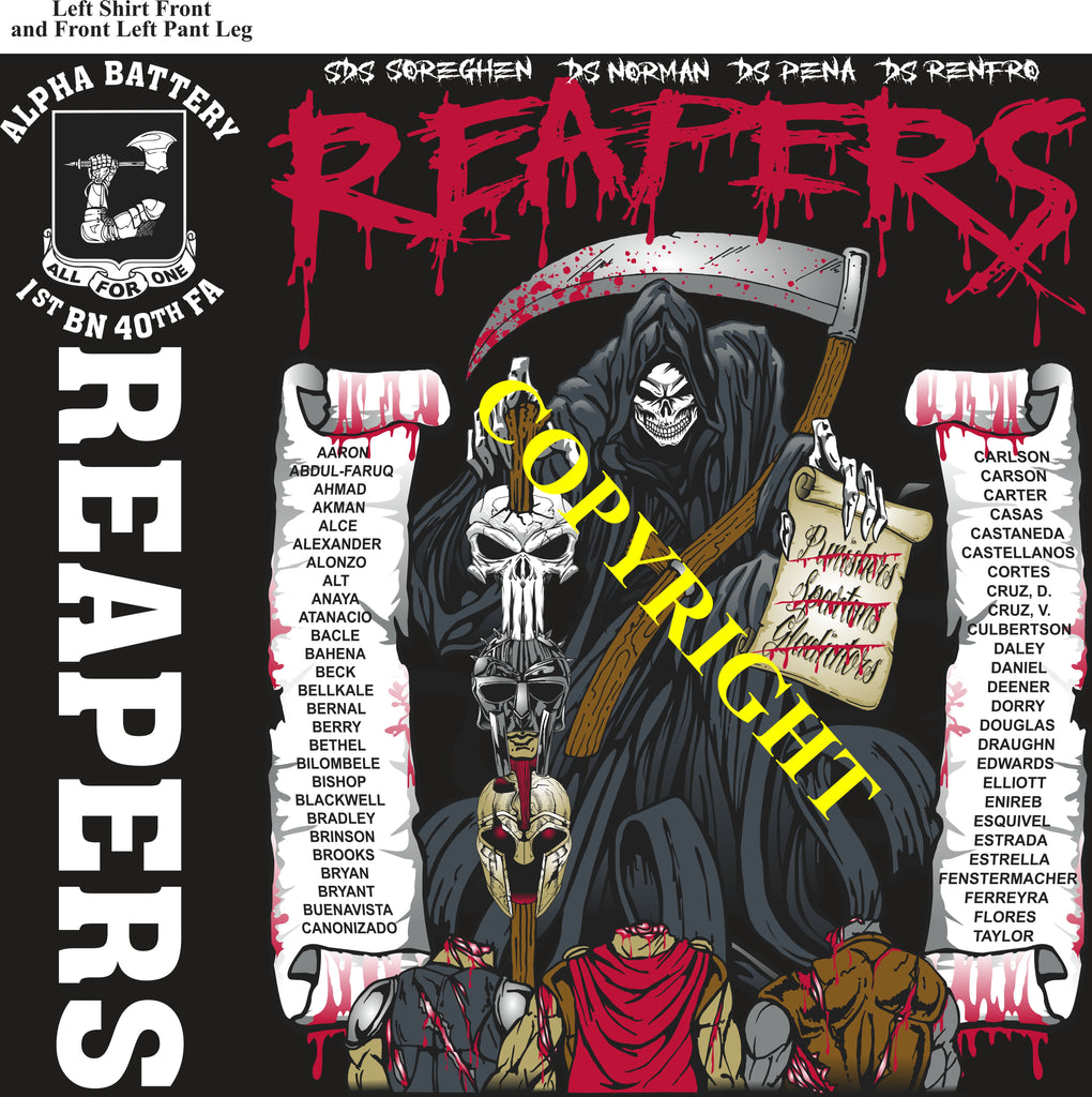 Platoon Items (direct-to-garment print) ALPHA 1st 40th REAPERS 1st PLATOON MAY 2025 GRADUATED 5-30-2025