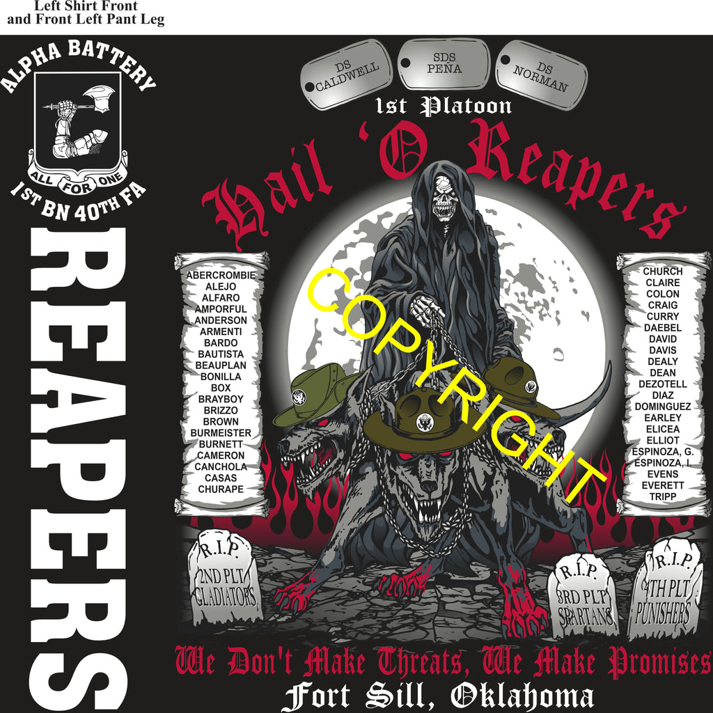 Platoon Items (direct-to-garment print) ALPHA 1st 40th REAPERS 1st PLATOON NOV 2025 PRE-ORDER GRADUATING 11-21-2025