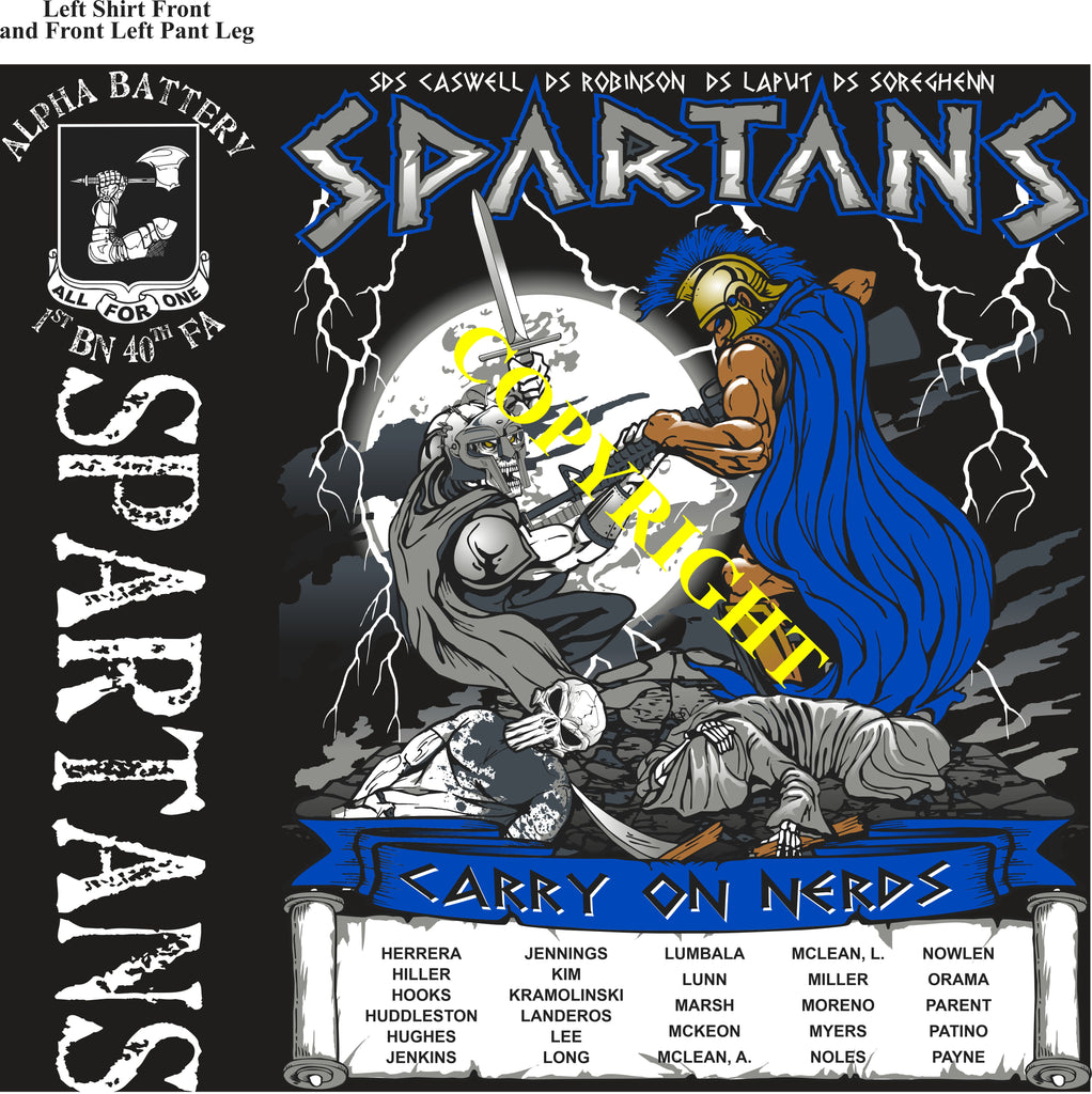 Platoon Items (2nd generation print) ALPHA 1st 40th SPARTANS 3rd PLATOON FEB 2024