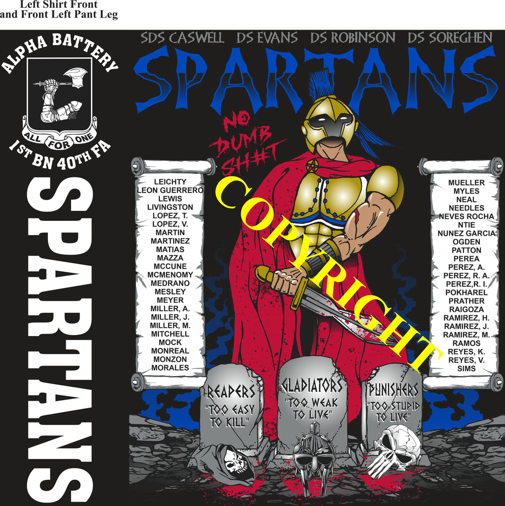 Platoon Items (direct-to-garment print) ALPHA 1st 40st SPARTANS 3rd PLATOON MAY 2024