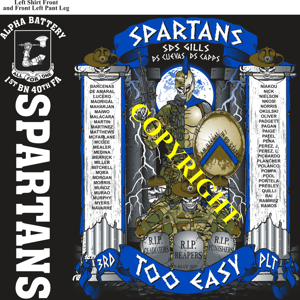 Platoon Items (direct-to-garment print) ALPHA 1st 40th SPARTANS 3rd PLATOON MAY 2025 GRADUATED 5-30-2025