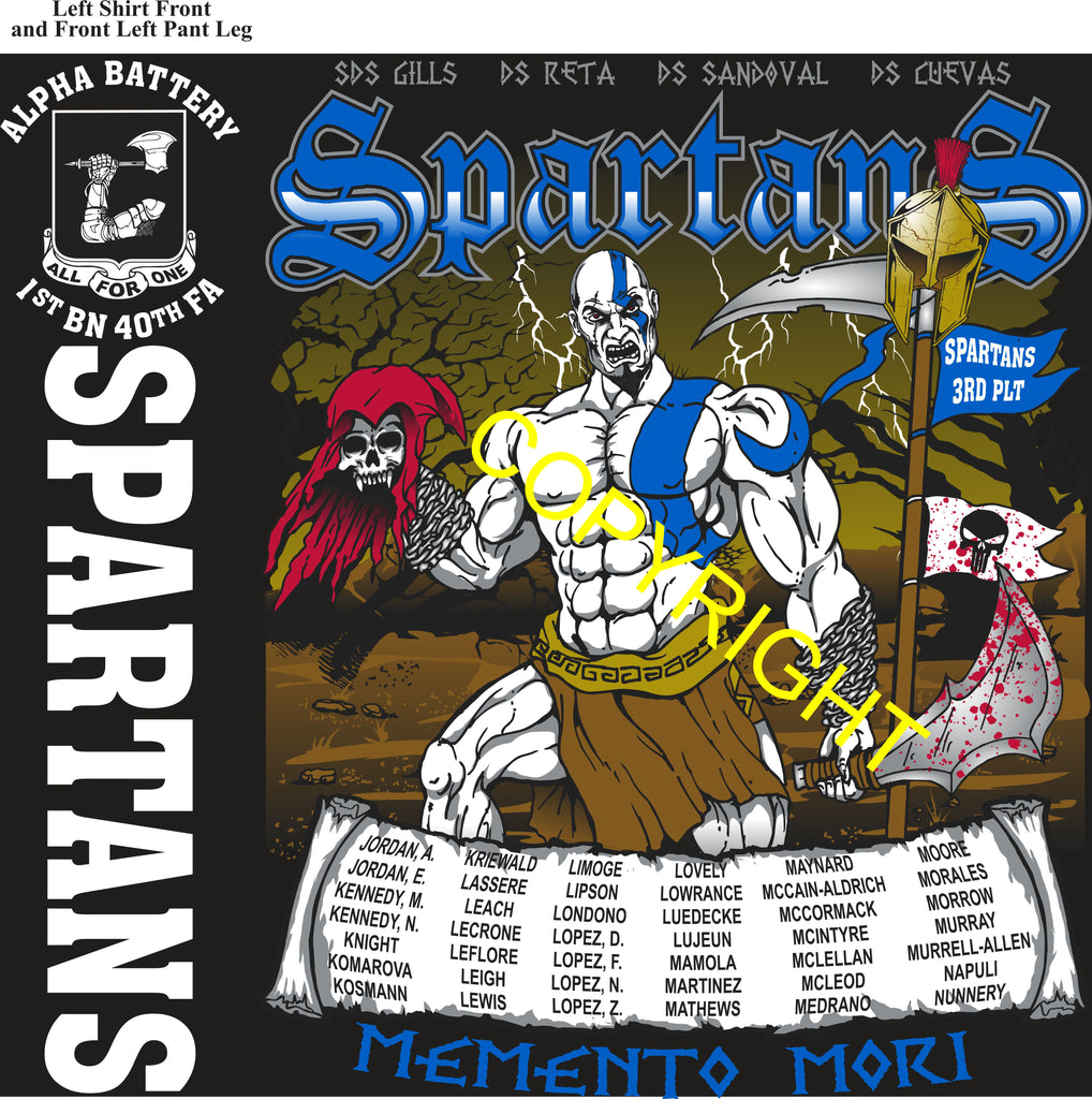 Platoon Items (direct-to-garment print) ALPHA 1st 40th SPARTANS 3rd PLATOON NOV 2025 PRE-ORDER GRADUATING 11-21-2025