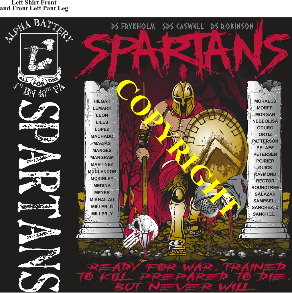 Platoon Items (2nd generation print) ALPHA 1st 40th SPARTANS 3rd PLATOON OCT 2023