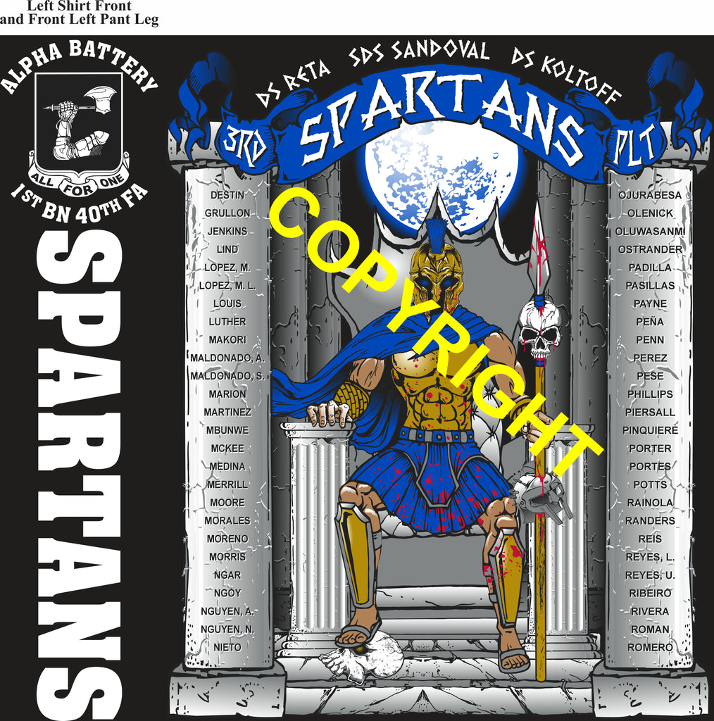 Platoon Items (direct-to-garment print) ALPHA 1st 40th SPARTANS 3rd PLATOON SEPT 2026 PRE-SALE GRADUATING 9-11-2026