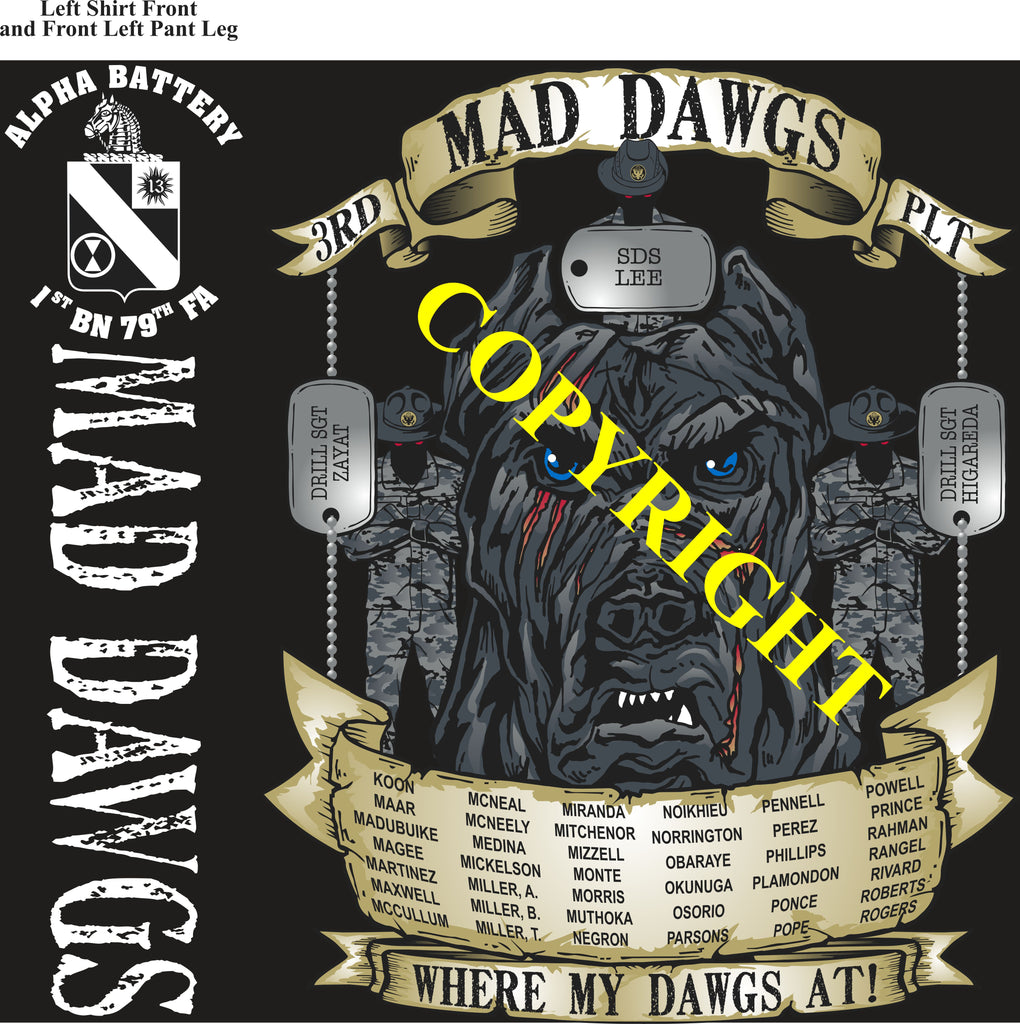 Platoon Items (2nd generation print) ALPHA 1st 79th MAD DAWGS 3rd PLATOON AUG 2023