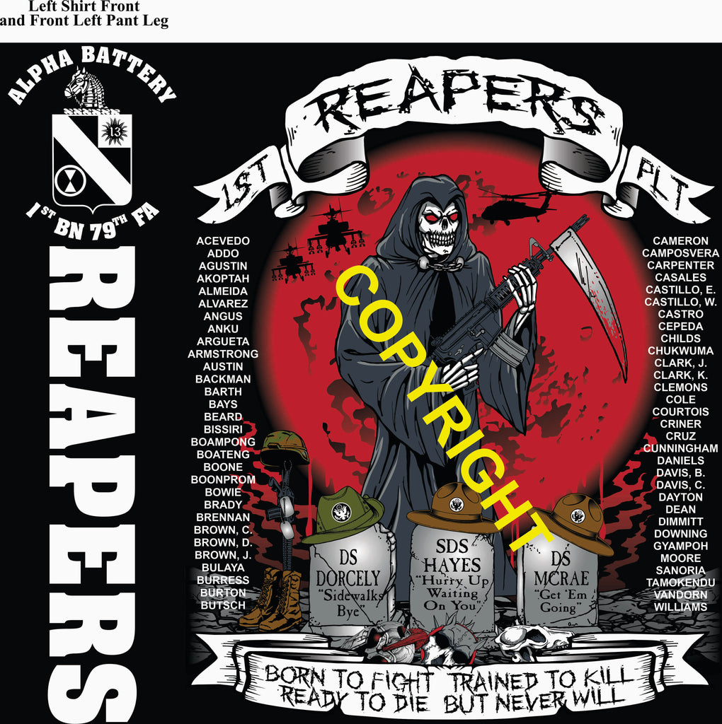 Platoon Items (direct-to-garment print) ALPHA 1st 79th REAPERS 1st PLATOON FEB 2025 GRADUATED 2-21-2025