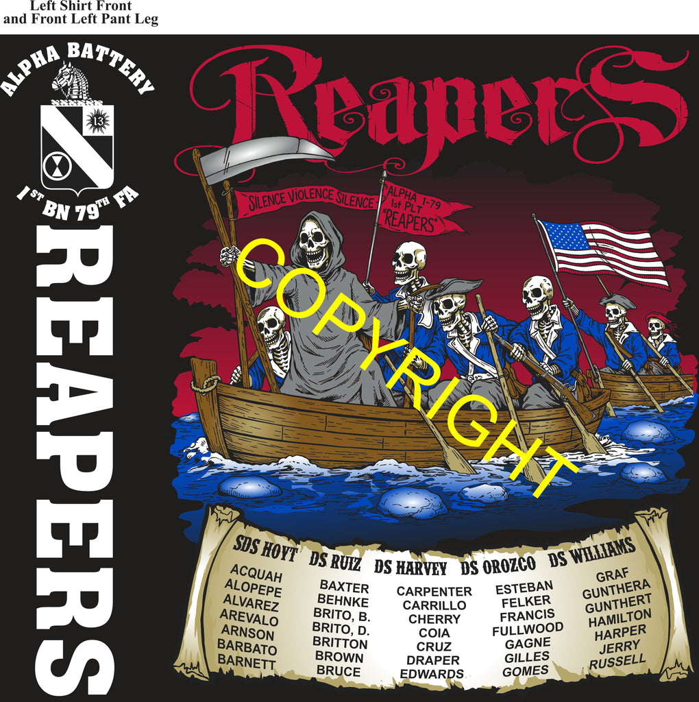 Platoon Items (direct-to-garment print) ALPHA 1st 79th REAPERS 1st PLATOON MAR 2026 PRE-SALE GRADUATING 3-13-2026