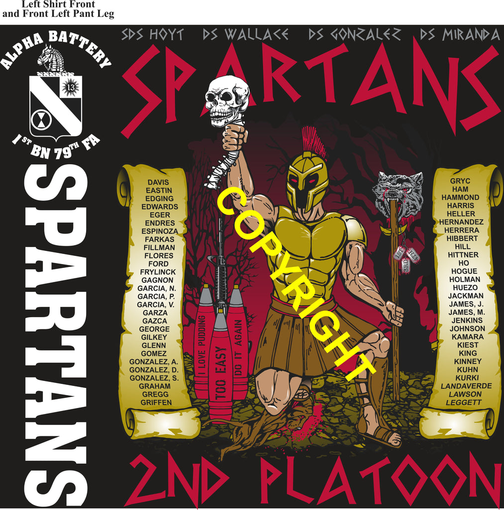 Platoon Items ALPHA 1st 79th SPARTANS 2nd PLATOON AUG 2025 PRE-ORDER GRADUATING 8-22-2025
