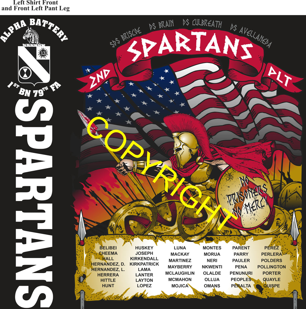 Platoon Items (direct-to-garment print) ALPHA 1st 79th SPARTANS 2nd PLATOON MAR 2026 PRE-SALE GRADUATING 3-13-2026