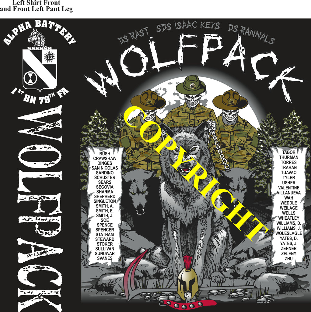Platoon Items (2nd generation print) ALPHA 1st 79th WOLFPACK 4th PLATOON AUG 2023