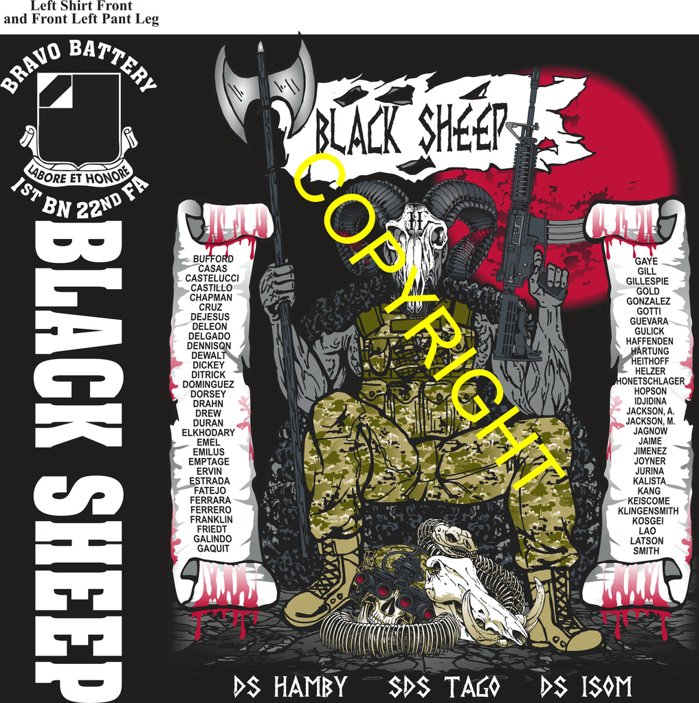 Platoon Items (direct-to-garment print) BRAVO 1st 22nd BLACK SHEEP 2nd PLATOON OCT 2025 PRE-ORDER GRADUATING 10-17-2025