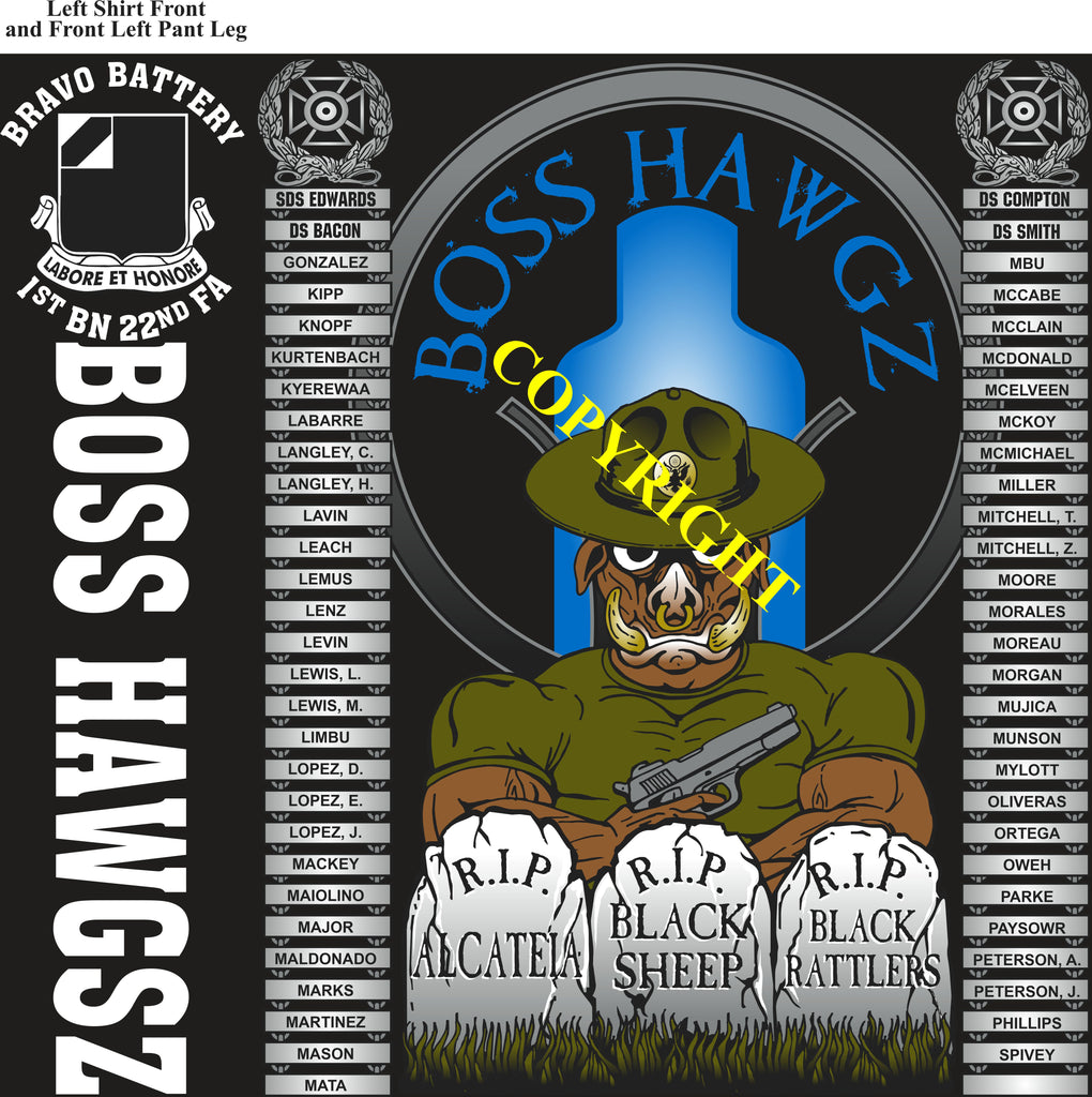 Platoon Items (direct-to-garment print) BRAVO 1st 22nd BOSS HAWGS 3rd PLATOON JULY 2025 GRADUATED 7-25-25