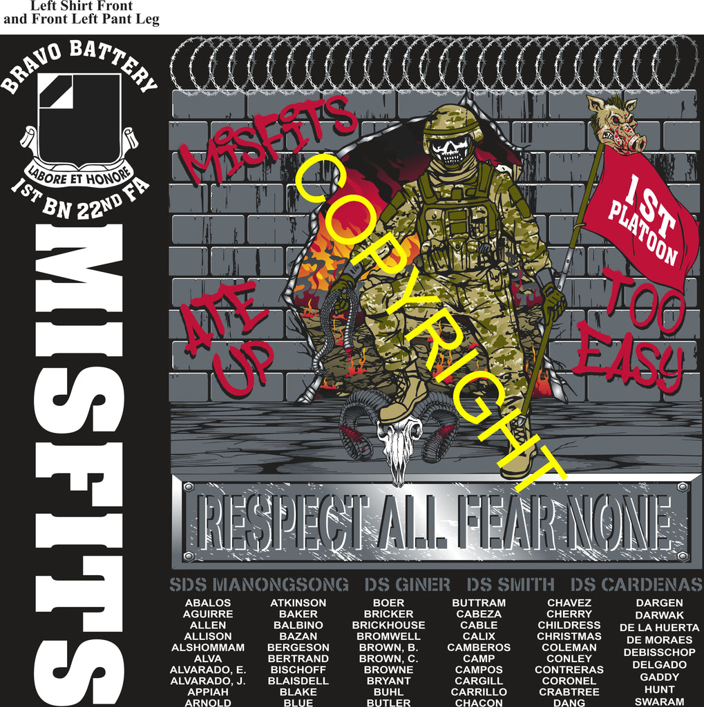 Platoon Items (direct-to-garment print) BRAVO 1st 22nd MISFITS 1st PLATOON OCT 2025 PRE-ORDER GRADUATING 10-17-2025