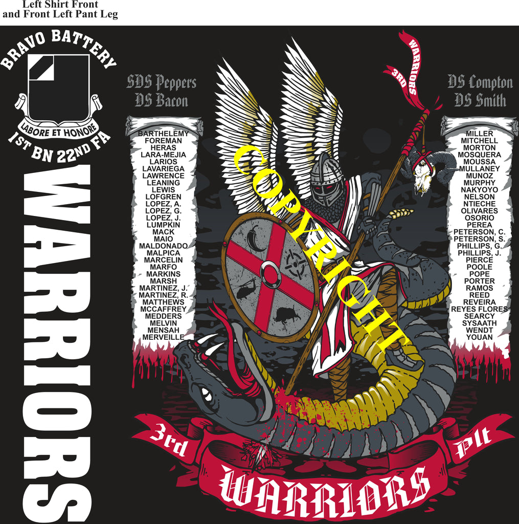Platoon Items (direct-to-garment print) BRAVO 1st 22nd WARRIORS 3rd PLATOON APR 2025