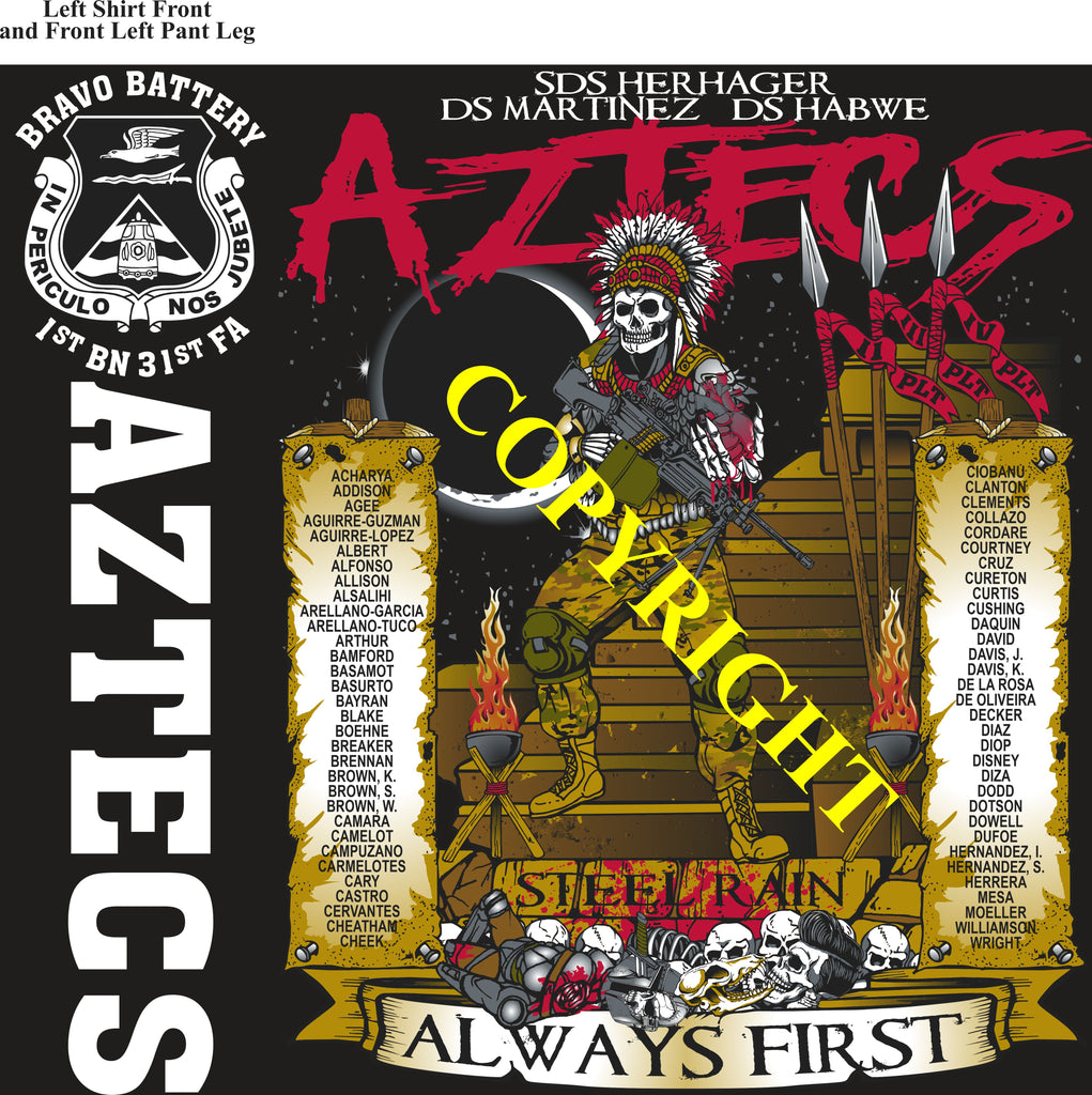 Platoon Items (direct-to-garment print) BRAVO 1st 31st AZTECS 1st PLATOON OCT 2024