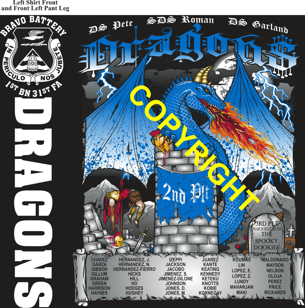 Platoon Items (direct-to-garment print) BRAVO 1st 31st DRAGONS 2nd PLATOON JUN 2026 PRE-SALE GRADUATING 6-5-2026