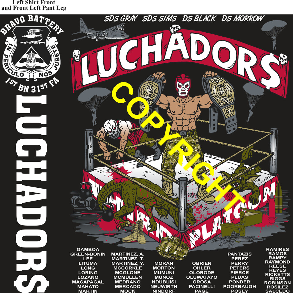 Platoon Items (direct-to-garment print) BRAVO 1st 31st LUCHADORS 3rd PLATOON FEB 2026 PRE-ORDER GRADUATING 2-20-2026