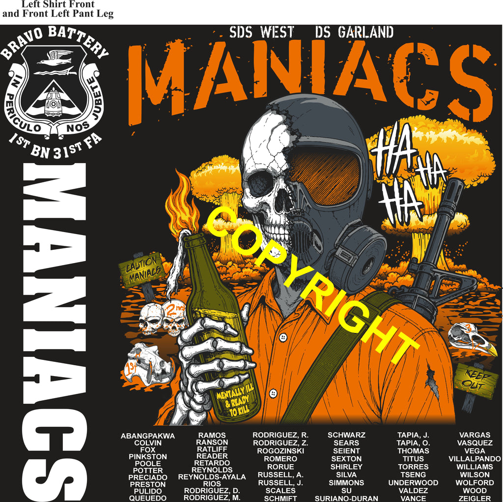 Platoon Items (direct-to-garment print) BRAVO 1st 31st MANIACS 4th PLATOON SEPT 2026 PRE-SALE GRADUATING 9-4-2026