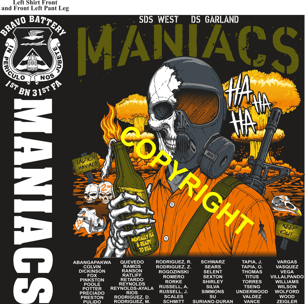 Platoon Items (direct-to-garment print) BRAVO 1st 31st MANIACS 4th PLATOON SEPT 2026 GRADUATED 9-4-2026