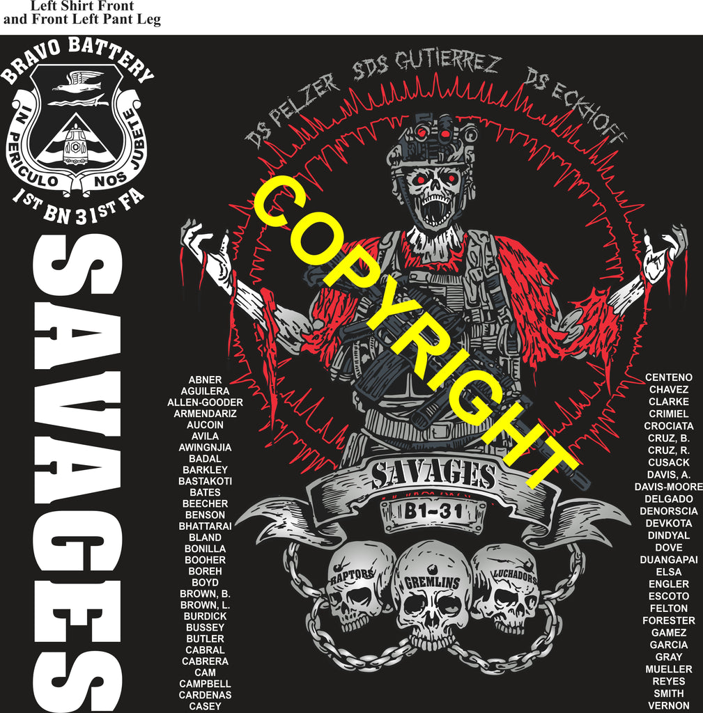 Platoon Items (direct-to-garment print) BRAVO 1st 31st SAVAGES 1st PLATOON FEB 2026 PRE-ORDER GRADUATING 2-20-2026