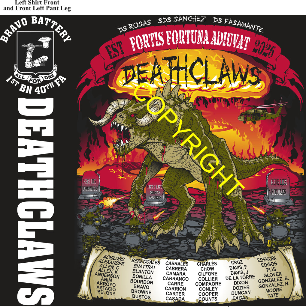 Platoon Items (direct-to-garment print) BRAVO 1st 40th DEATH CLAWS 1st PLATOON JUL 2026 PRE-SALE GRADUATING 7-3-2026