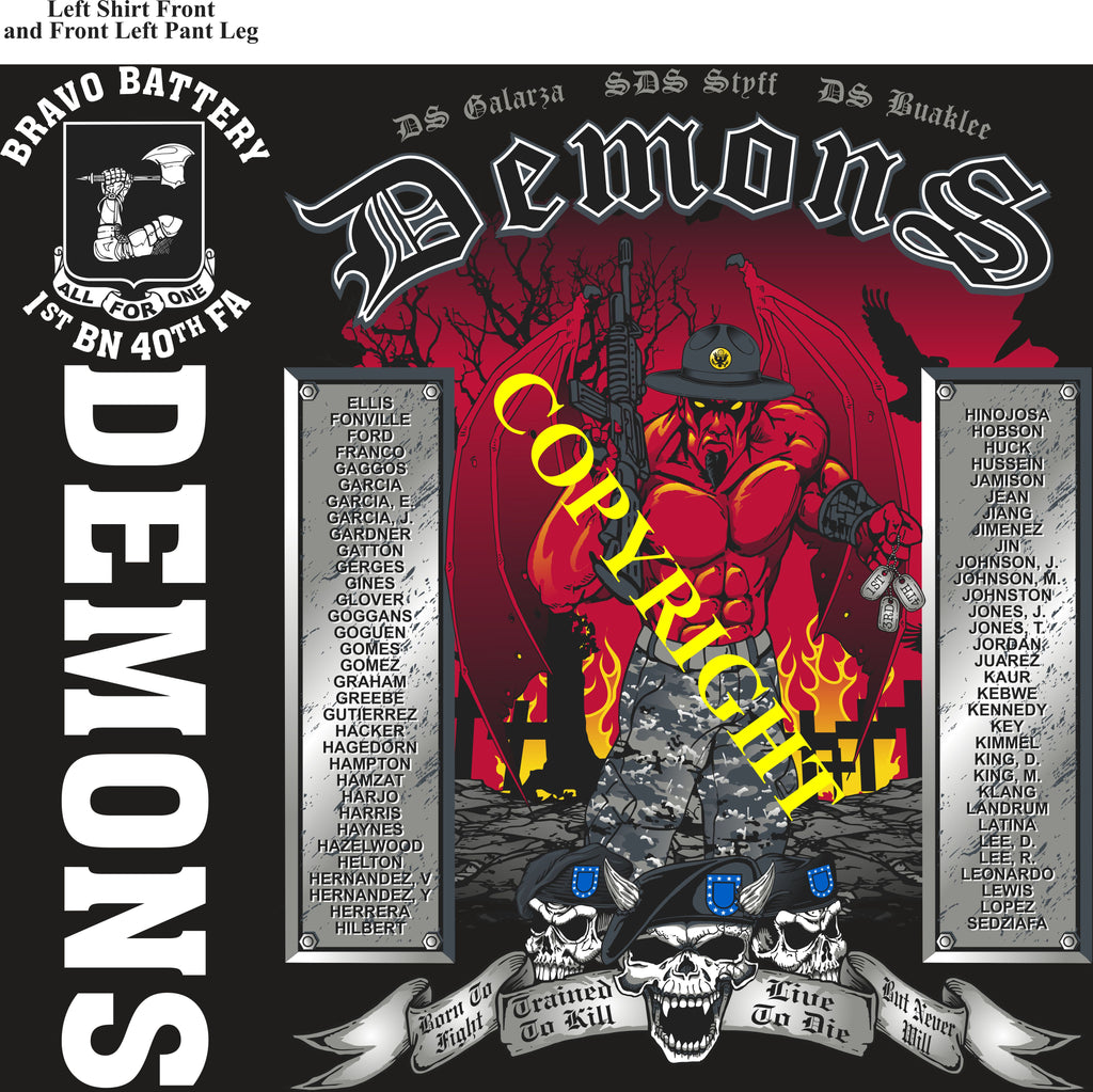 Platoon Items (direct-to-garment print) BRAVO 1st 40th DEMONS 2nd PLATOON AUG 2024