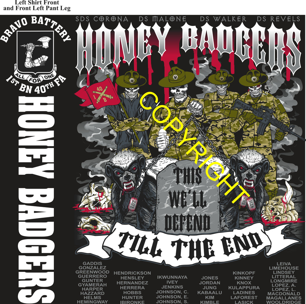 Platoon Items (direct-to-garment print) BRAVO 1st 40th HONEY BADGERS 2nd PLATOON JUL 2026 PRE-SALE GRADUATING 7-3-2026
