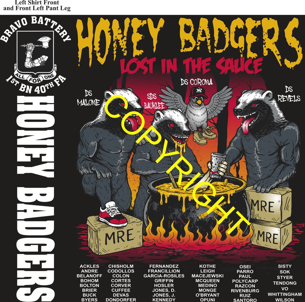 Platoon Items (direct-to-garment print) BRAVO 1st 40th HONEY BADGERS 2nd PLATOON APR 2026 PRE-SALE GRADUATING 4-3-2026