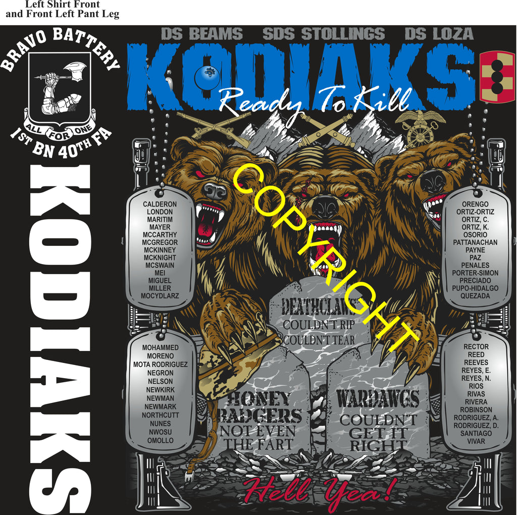Platoon Items (direct-to-garment print) BRAVO 1st 40th KODIAKS 3rd PLATOON JUL 2026 PRE-SALE GRADUATING 7-3-2026