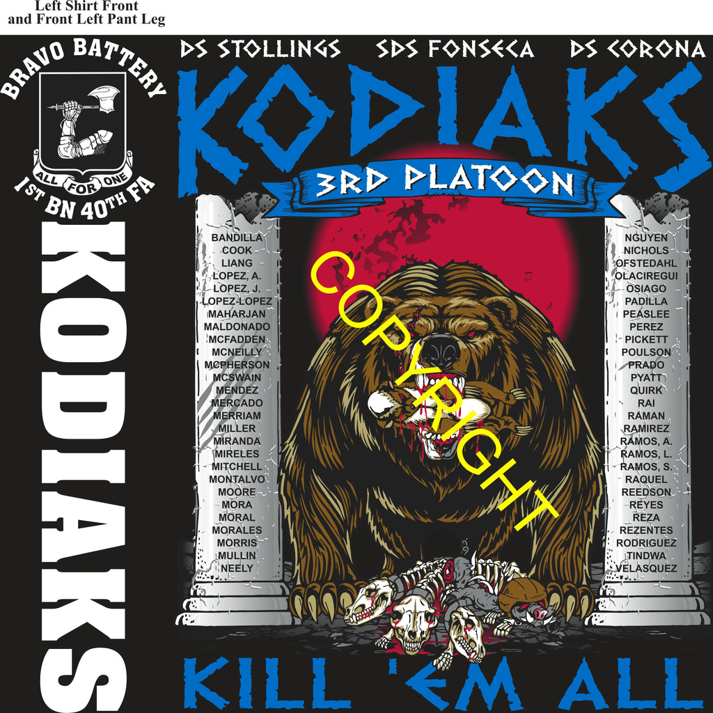 Platoon Items (direct-to-garment print) BRAVO 1st 40th KODIAKS 3rd PLATOON SEPT 2025 GRADUATED 9-12-2025