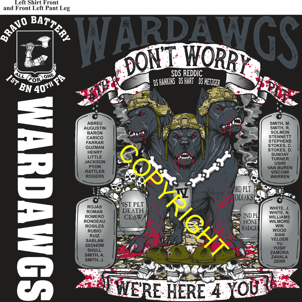 Platoon Items (direct-to-garment print) BRAVO 1st 40th WARDAWGS 4th PLATOON JUL 2026 PRE-SALE GRADUATING 7-3-2026
