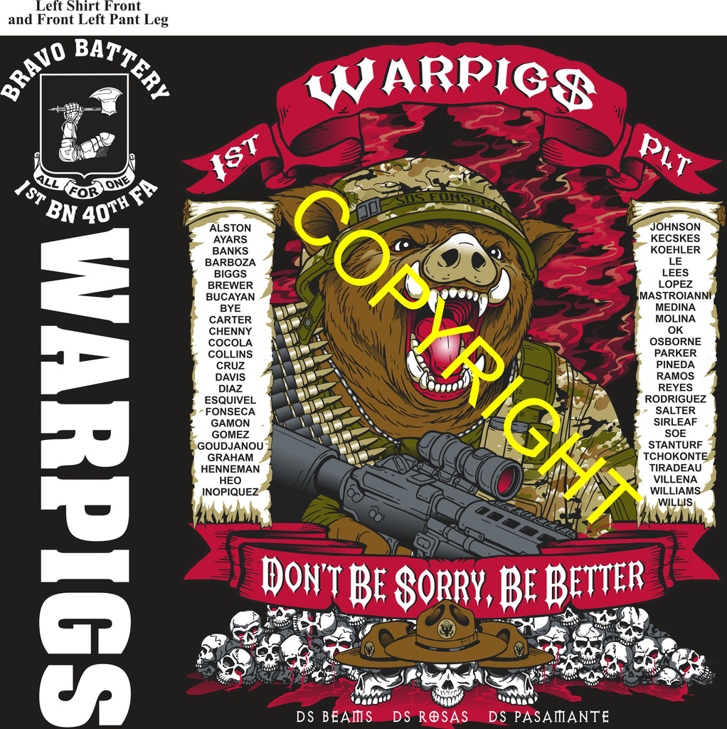 Platoon Items (direct-to-garment print) BRAVO 1st 40th WARPIGS 1st PLATOON APR 2026 PRE-SALE GRADUATING 4-3-2026