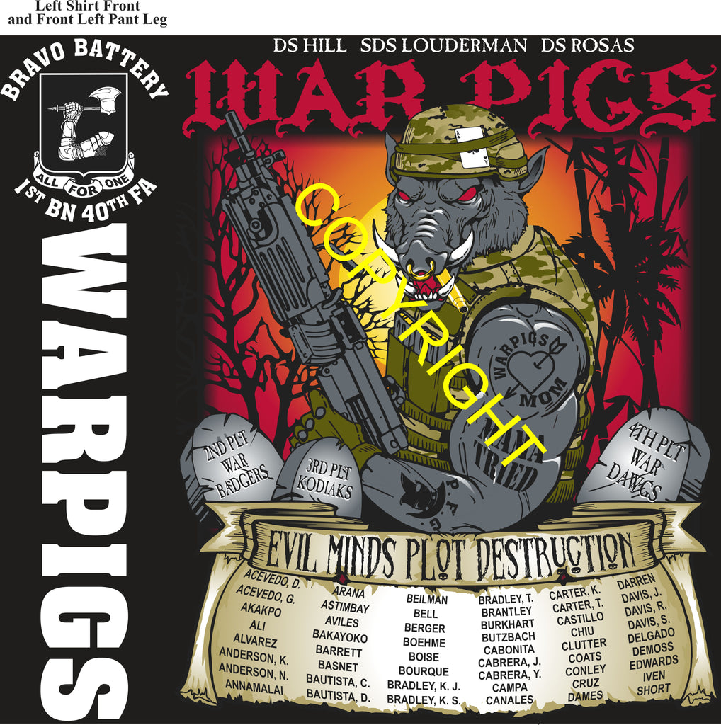 Platoon Items (direct-to-garment print) BRAVO 1st 40th WARPIGS 1st PLATOON SEPT 2025 GRADUATED 9-12-2025