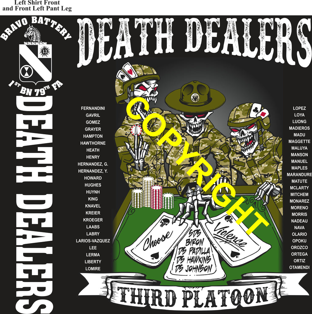 Platoon Items (direct-to-garment print) BRAVO 1st 79th DEATH DEALERS 3rd PLATOON FEB 2026 PRE-ORDER GRADUATING 2-20-2026