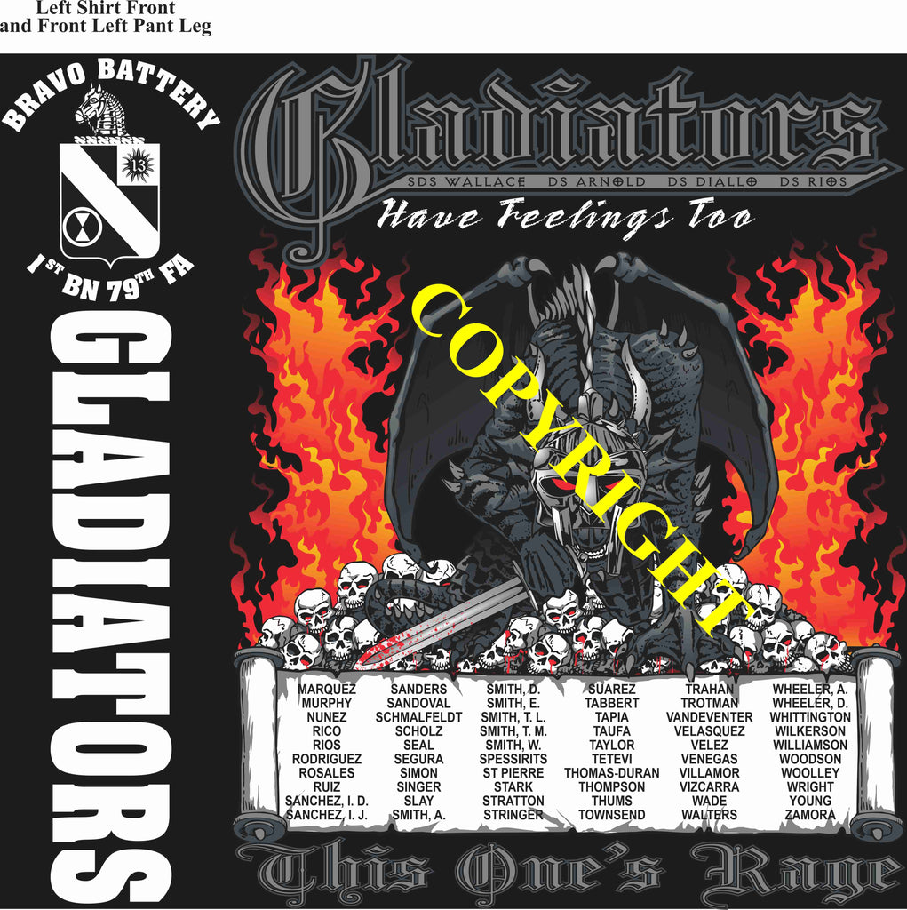 Platoon Items (direct-to-garment print) BRAVO 1st 79th GLADIATORS 4th PLATOON FEB 2025 GRADUATED GRADUATED 2-14-2025