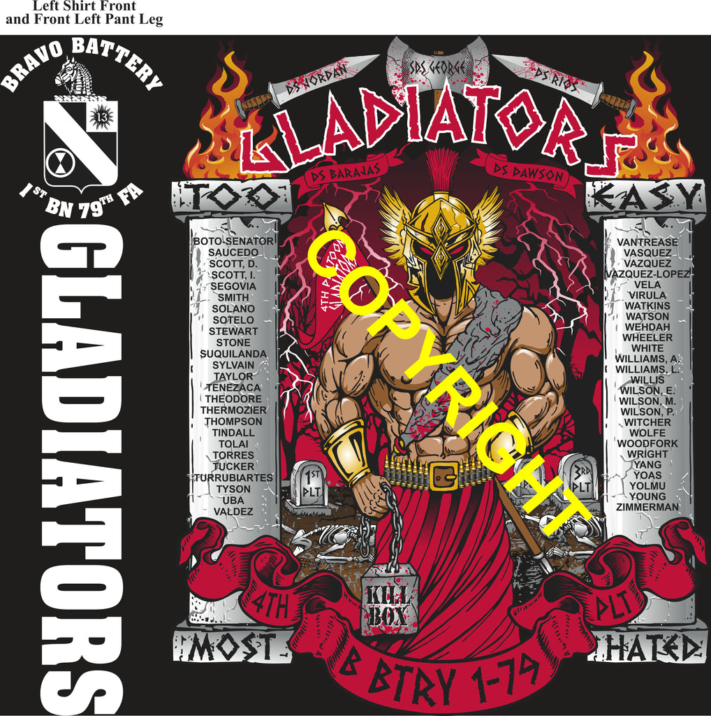 Platoon Items (direct-to-garment print) BRAVO 1st 79th GLADIATORS 4th PLATOON NOV 2025 PRE-ORDER GRADUATING 11-7-2025
