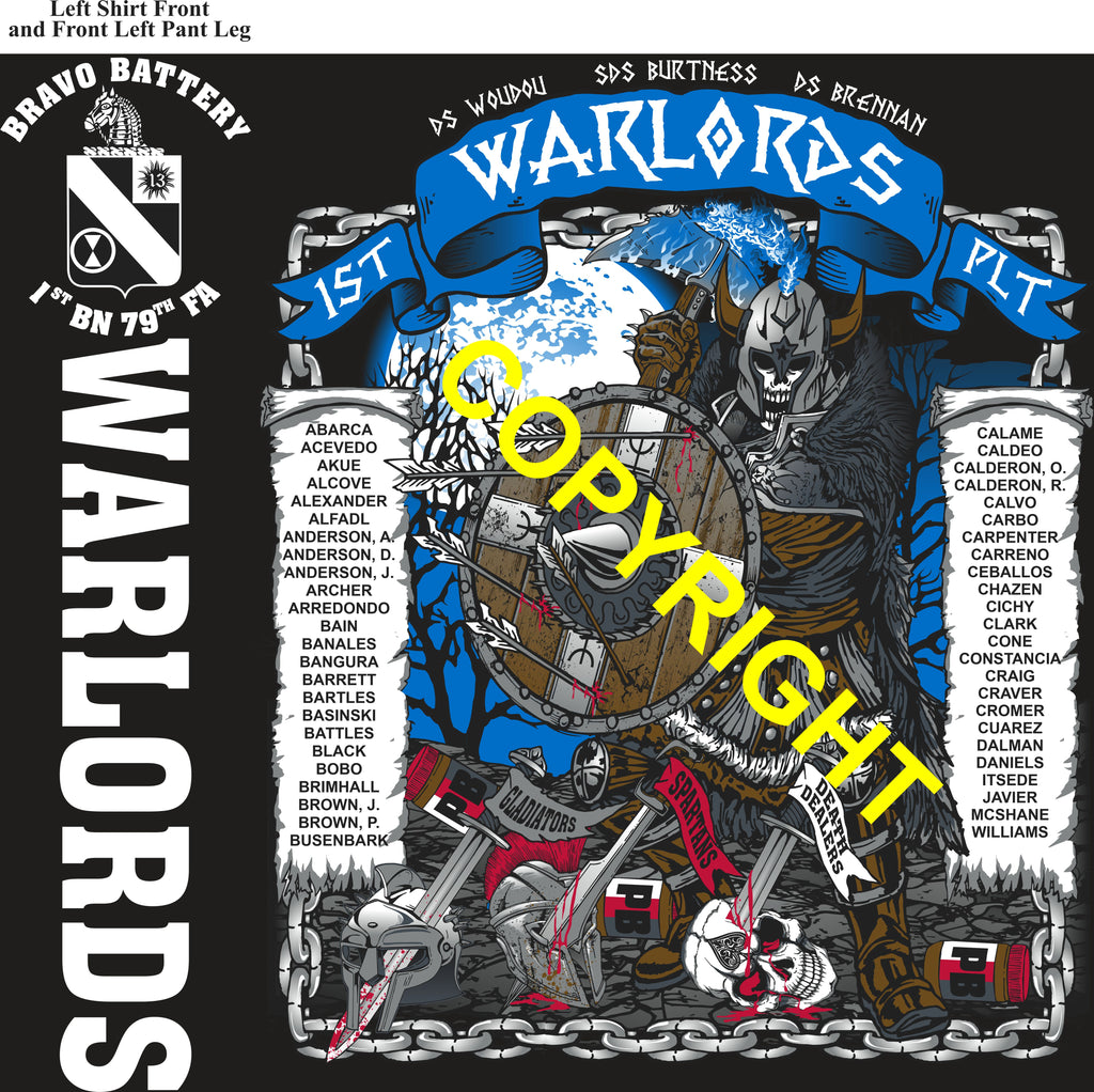 Platoon Items (direct-to-garment print) BRAVO 1st 79th WARLORDS 1st PLATOON FEB 2026 PRE-ORDER GRADUATING 2-20-2026