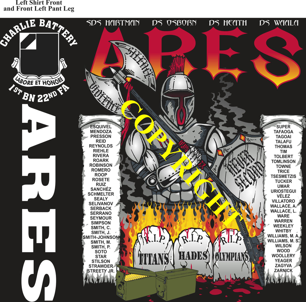 Platoon Items (direct-to-garment print) CHARLIE 1st 22nd ARES 4th PLATOON NOV 2024