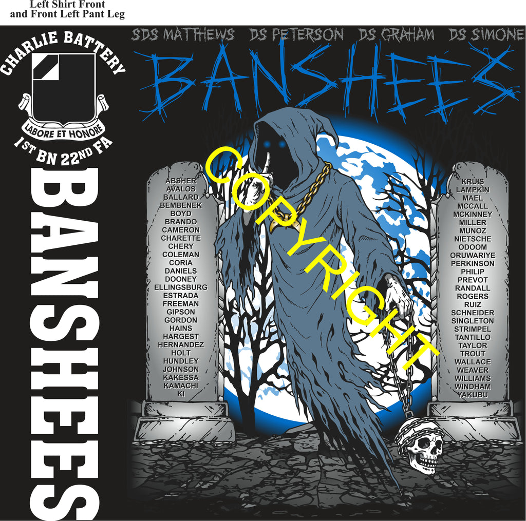 Platoon Items (direct-to-garment print) CHARLIE 1st 22nd BANSHEES 2nd PLATOON APR 2026 PRE-SALE GRADUATING 4-3-2026