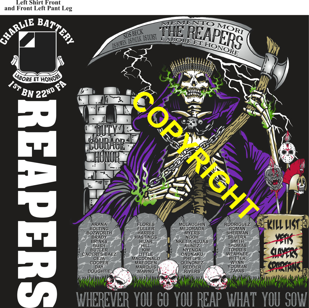 Platoon Items (direct-to-garment print) CHARLIE 1st 22nd REAPERS 3rd PLATOON JUL 2026 PRE-SALE GRADUATING 7-10-2026