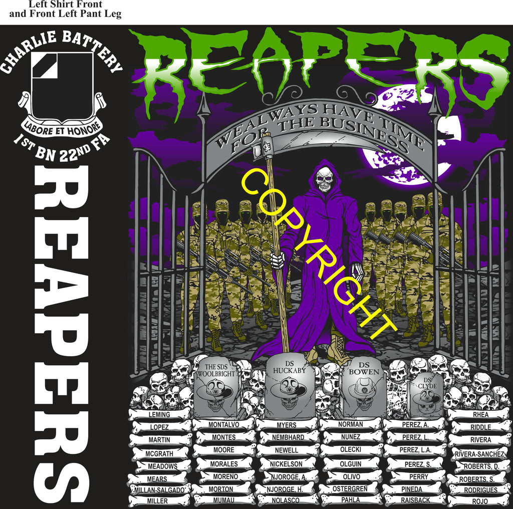 Platoon Items (direct-to-garment print) CHARLIE 1st 22nd REAPERS 3rd PLATOON NOV 2025 PRE-ORDER GRADUATING 11-26-2025