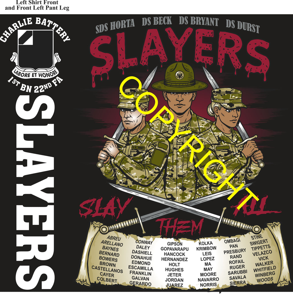 Platoon Items (direct-to-garment print) CHARLIE 1st 22nd SLAYERS 1st PLATOON APR 2026 PRE-SALE GRADUATING 4-3-2026