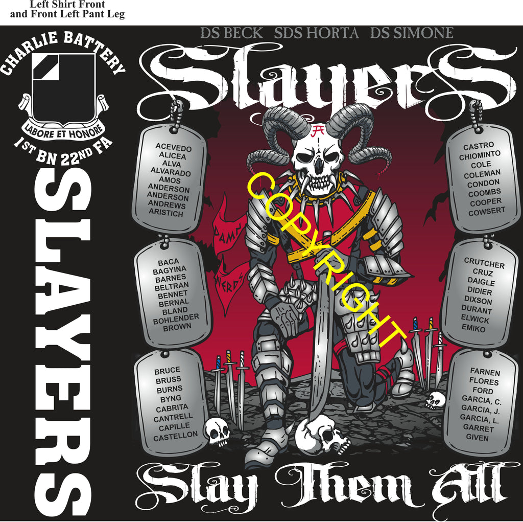 Platoon Items (direct-to-garment print) CHARLIE 1st 22nd SLAYERS 1st PLATOON NOV 2025 PRE-ORDER GRADUATING 11-26-2025