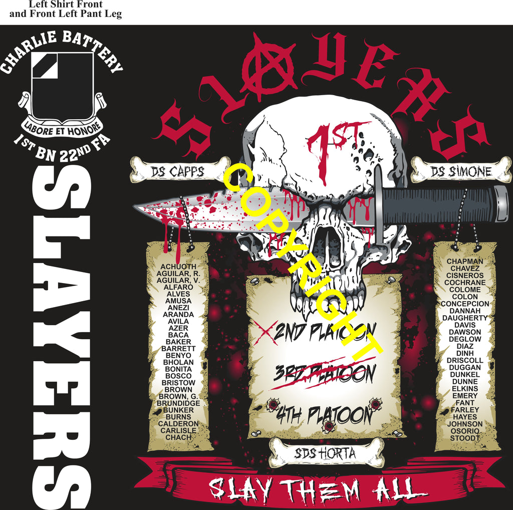 Platoon Items (direct-to-garment print) CHARLIE 1st 22nd SLAYERS 1st PLATOON SEPT 2025 GRADUATED 9-5-2025