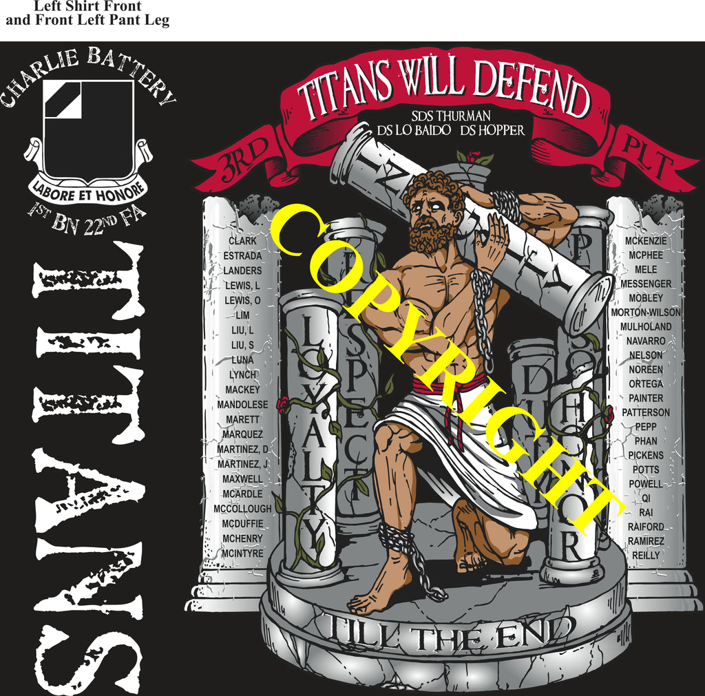 Platoon Items (2nd generation print) CHARLIE 1st 22nd TITANS 3rd Platoon AUG 2023