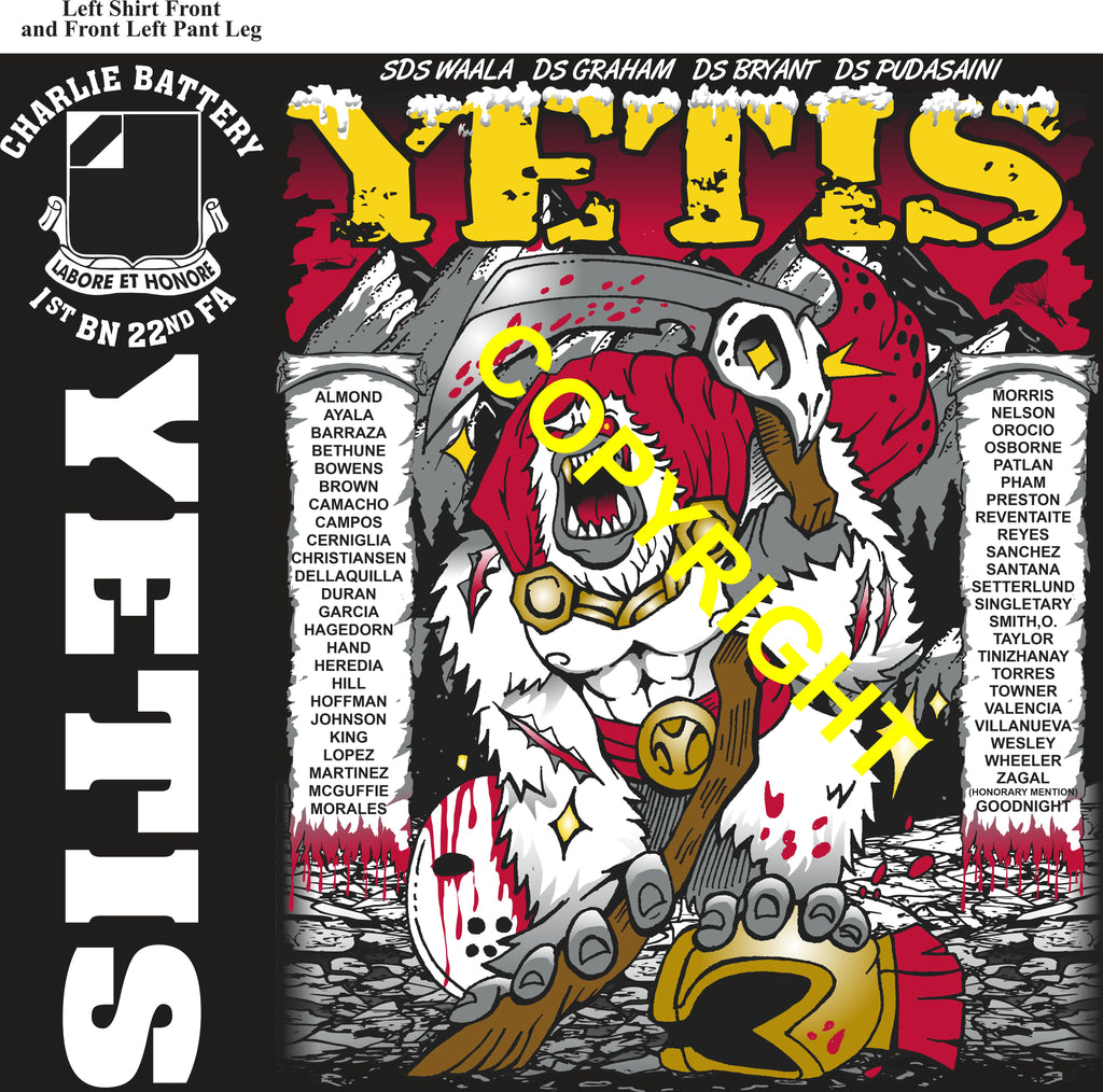 Platoon Items (direct-to-garment print) CHARLIE 1st 22nd YETIS 4th PLATOON JUL 2026 PRE-SALE GRADUATING 7-10-2026