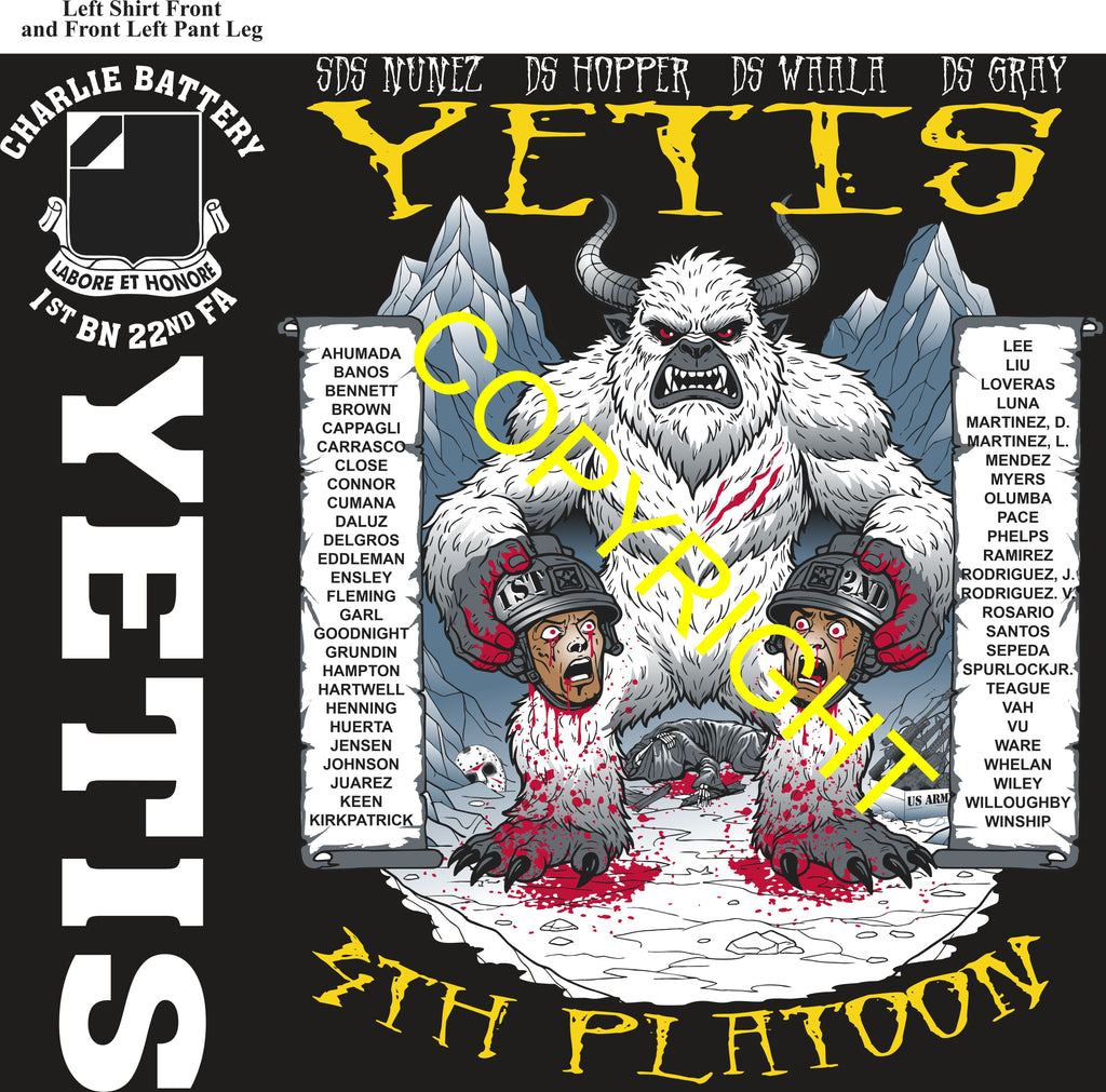 Platoon Items (direct-to-garment print) CHARLIE 1st 22nd YETIS 4th PLATOON APR 2026 GRADUATED 4-3-2026
