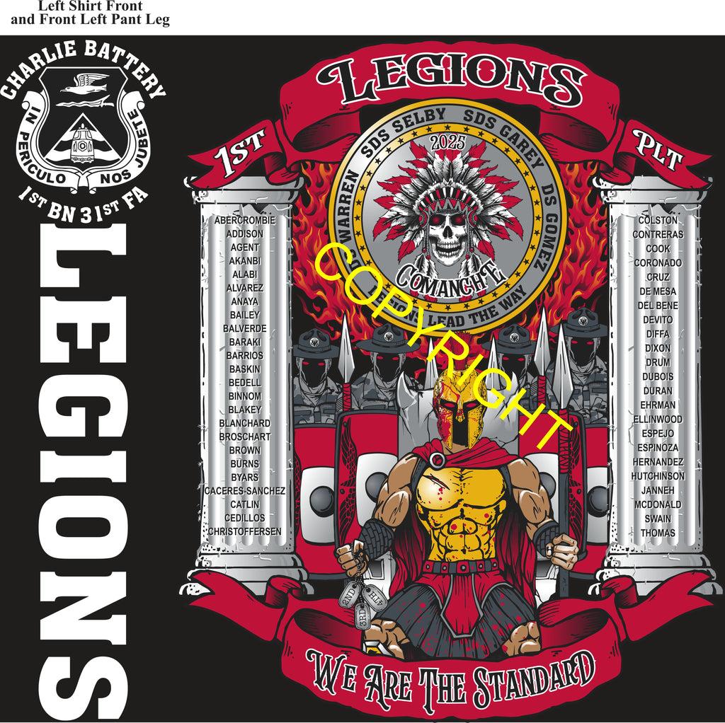 Platoon Items (direct-to-garment print) CHARLIE 1st 31st LEGIONS 1st PLATOON SEPT 2025 GRADUATED 9-26-2025