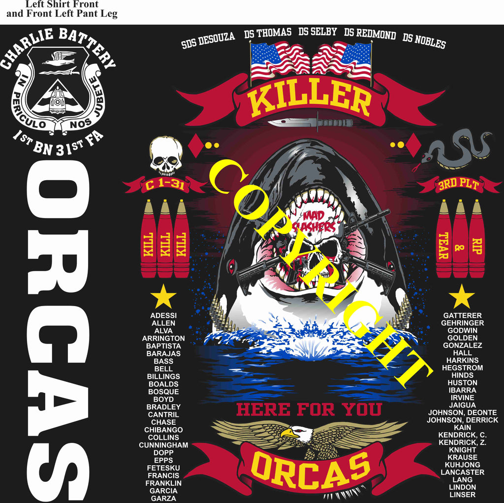 Platoon Items (direct-to-garment print) CHARLIE 1st 31st ORCAS 3rd PLATOON APR 2025