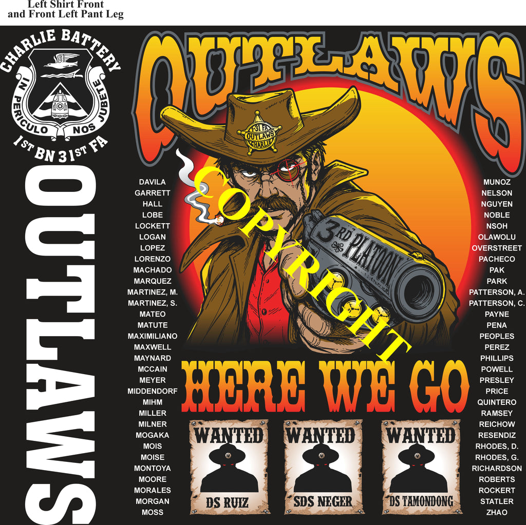Platoon Items (direct-to-garment print) CHARLIE 1st 31st OUTLAWS 3rd PLATOON OCT 2026 PRE-SALE GRADUATING 10-2-2026